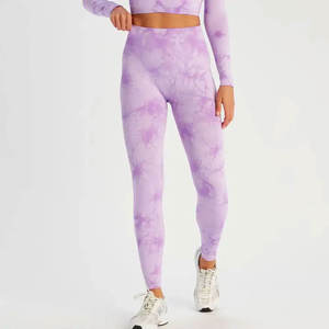 Mallas de LICRA/poliéster sólidas de cintura media para mujer, sin costuras, elásticas, transpirables, ecológicas, de secado rápido, para gimnasio, entrenamiento, Fitness - Product Image 1