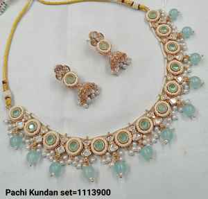 <b>INDIAN</b> TRADITIONAL and FASHIONABLE COPPER JEWELLERY BRIDAL WEDDING JEWELLERY <b>SET</b> for WOMEN EARRINGS and <b>NECKLACE</b> <b>SET</b> - Product Image 3