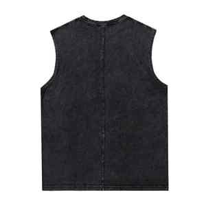 Streetwear surdimensionné recadrée Gym débardeur coupe personnalisée sans manches tricoté Spandex/coton respirant séchage rapide col en v hommes gilet - Product Image 5