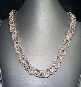 Pass Diamond Tester GRA Hip Hop S925 Silver Iced Out Bling 3 rangées 14mm 16mm 18mm 20mm VVS Moissanite Cuban Link Chain pour homme - Product Image 1