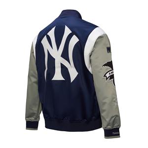 Chaqueta de béisbol de satén de lujo con mangas de contraste OEM/ODM aceptado MOQ bajo - Product Image 3