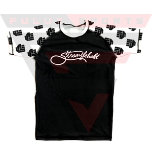 Camiseta de compresión personalizada OEM BJJ Rash Guard 100% algodón de manga larga para hombre con impresión de transferencia de calor - Product Image 1