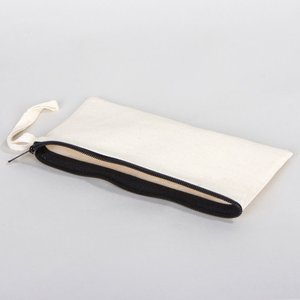 Étui à crayons en coton naturel 8x4 avec fermeture éclair, pochette en tissu pour l'organisation et le rangement - Product Image 3