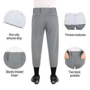 Pantalon de baseball gris pour homme avec taille élastique, deux poches arrière, coupe ajustée, séchage rapide, matière en spandex et polyester - Product Image 1