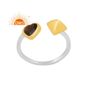 Anillo ajustable de piedras preciosas de obsidiana de brillo de oro Natural de plata de ley fina de la mejor calidad, joyería personalizada para mujer, regalo para ella - Product Image 1