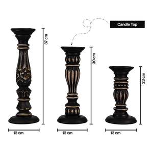 Wooden Candle Holder for Home Decoration Set of 3, Decorative Hand Carved <b>Tea</b> Light Candle <b>Stand</b> for Home Decor, Living Room, - Product Image 4