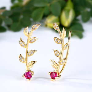 Boucles d'oreilles pendantes Jeulia Golden Leaves Earring Climber Fashion - Product Image 6