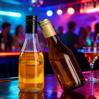 Bouteilles en verre transparent vert ambré écologiques de luxe personnalisées 187 ml pour l'emballage de vin, de tequila et de brandy, étanches