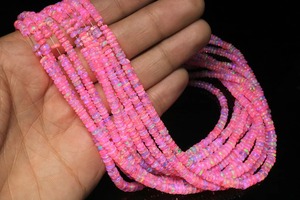 Perles carrées d'opale éthiopienne rose 4 mm, opale de feu pêche lisse, personnalisées, pierres précieuses Mehrajudin AA524 certifiées par un tiers - Product Image 3