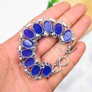Blue Chalcedony Bracelet 925 Sterling <b>Silver</b> Handmade Gemstone Bracelet Jewelry Gift For Wedding Birthday <b>Women</b> - Product Image 4