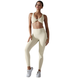 Conjuntos de cintura alta estirables y elegantes para mujer, conjunto de 2 piezas de Yoga para mujer, conjunto de Yoga de etiqueta privada para mujer, mallas y sujetador sin costuras - Product Image 1