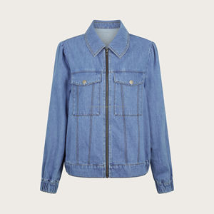 แจ็คเก็ตยีนส์ผู้หญิงทรงเข้ารูป รุ่นใหม่ปี 2026 ผ้าฝ้ายย้อมสีพื้น ระบายอากาศได้ดี ปกพับได้ เหมาะสำหรับฤดูหนาว ขายส่ง - Product Image 6