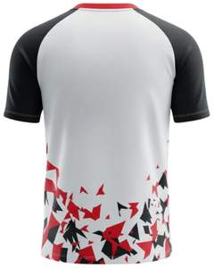 T-shirt de sport pour homme, col en V, blanc, noir, rouge, polyester, imprimé, séchage rapide, respirant, maillot d'entraînement athlétique, logo personnalisé, OEM - Product Image 2