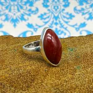 Anillos de piedra con forma de marquesa de jaspe rojo, piedras preciosas de Color rojo semiprecioso, joyería fina para mujeres y hombres, anillos - Product Image 2