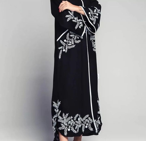 High Quality Custom Made Modest Abaya Designs Chiffon Fabric Embroidered Natural Waistline Wholesale Price for Special Occasions - Product Image 6