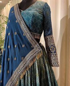 Lehenga choli สองสีที่สวยงามพร้อมกับ dupatta สำหรับผู้หญิงอินเดียในงานแต่งงานและงานปาร์ตี้ - Product Image 2