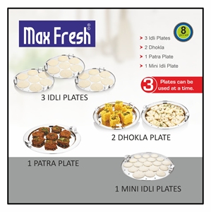 Maxfresh Extra Deep Multi Kadai, design moderne en acier inoxydable, compatible gaz et induction, avec couvercle à fond sandwich, utilisable avec 3 plaques - Product Image 5