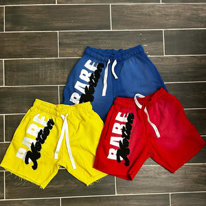 Short de gym unisexe en coton épais de style vintage Short de fitness décontracté pour hommes Haut de gamme Sweat respirant French Terry Fleece Distressed Edge - Product Image 3