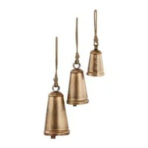 Modern Style Gold Metal Hanging Bells Ornament Highest Quality <b>Christmas</b> Festive Decoration Accessory at Best Price for Home - Product Image 2