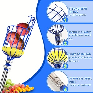 Aste per Raccolta Frutta Staccabili in Acciaio Inox, Raccogli Frutta Sicuro per Altezze Elevate, Attrezzi da Giardino - Product Image 2