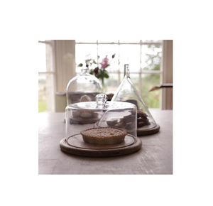 Multi-Functional Wooden Food Holder Serving Platter with <b>Glass</b> <b>Dome</b> Wood Cupcake <b>Display</b> Cake Server - Product Image 1