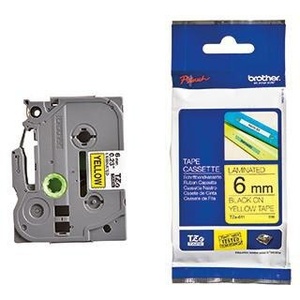 Cinta Adhesiva para Oficina Brother P-touch TZe-611, 6 mm x 8 m (Ancho x Largo), Cinta de Etiquetas Amarilla/Negra, Casete BROTHER - Product Image 1