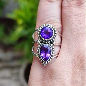 Women's Handmade Purple Amethyst Ring 925 <b>Solid</b> Sterling <b>Silver</b> with Bezel Setting Gift for Occasions - Product Image 5