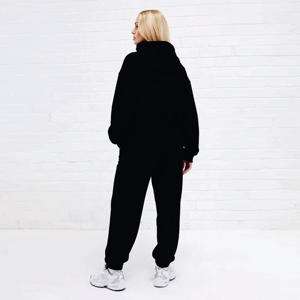 Bas de jogging coupe décontractée pour femmes 60% coton 40% polyester poignets élastiques survêtement polaire établi pour l'hiver noir - Product Image 4