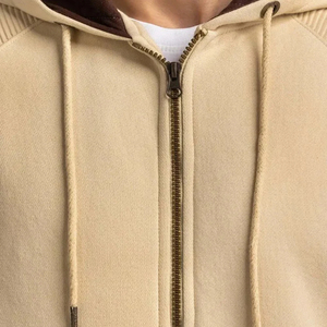 Sweat à capuche pour homme en coton mélangé léger et entièrement zippé pour la saison hivernale Vêtements de plein air/Logo personnalisé Sweats à capuche zippés pour homme - Product Image 4