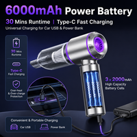 Aspirateur de voiture sans fil portable 16000Pa avec moteur sans balais 120W, mini aspirateur auto rechargeable Type C