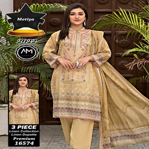 Master Copy Branded Pakistani Linen 3 piezas Salwar Kameez Impresión digital Cuello Bordado Elegante India-Pakistán Vestido - Product Image 4