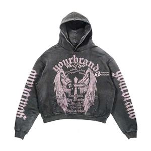 Chándales personalizados para hombre, conjunto de dos piezas de lana sólida, ropa de calle de gran tamaño, sudadera con capucha, pantalones de chándal estampados con Capucha forrada - Product Image 6