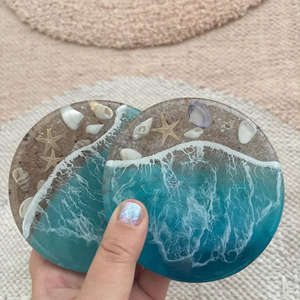 ARTISANAT INTIME : Artisanat personnalisé en résine écologique, peint à la main, forme naturelle, style océanique, gravé, personnalisable - Product Image 2