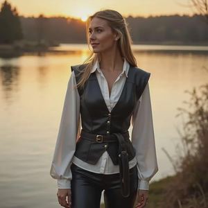 Chaleco de Cuero Cómodo para Mujer, Diseñado para Uso Diario, con un Toque Suave y Elegante, con una Silueta Moderna y Estilizada - Product Image 5