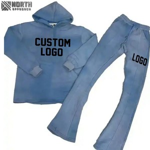 Streetwear Oem délavé à l'acide Logo personnalisé pour hommes 100% coton Survêtements en polaire lourde Sweat à capuche Pantalon de survêtement à la mode - Product Image 3