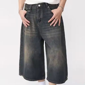 Pantalones Cortos Vaqueros de Mezclilla de Algodón Lavado Oscuro Desgastado, Estilo Casual, con Diseño Personalizado, de Pierna Recta, de Alta Calidad, OEM 2026 - Product Image 3