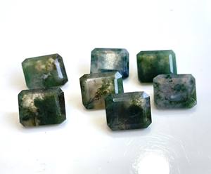 Ágata de musgo de alta calidad natural 7x9mm Octágono facetado de alta calidad-Octágono de ágata de musgo Suelto - Product Image 2