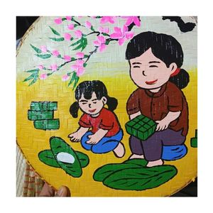 PANIER PLAT À TENSION MURALE BON PRIX PANIER PLAT TRADITIONNEL pour DÉCORATION DESSIN TRADITIONNEL VIETNAM PANTERN - Product Image 2