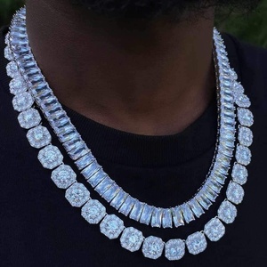 Hip Hop S925 Silver Iced Bling 3 filas 14mm-20mm VVS Moissanite cadena de eslabones cubanos para hombres 16mm/18mm - Product Image 2