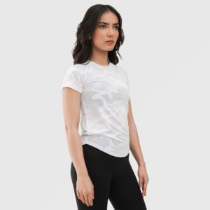 Camiseta Corta Ajustada para Mujer GA, de Alta Calidad, Transpirable, con Malla Blanca, Diseño Recortado, Ligera, de Manga Corta - Product Image 3