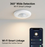 Sensor Gerak Inframerah PIR Tuya 360 Derajat untuk Plafon dengan Material ABS dan Wi-Fi untuk Lampu yang Terhubung dengan Aplikasi Tuya PST-HW400B