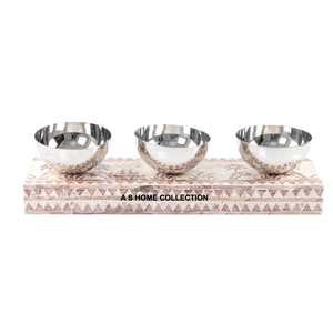 Bol de service en acier inoxydable, bol de service décoratif élégant et design pour la cuisine, l'hôtel, lot de 3 - Product Image 1