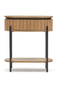 Table de chevet en bois de manguier avec 1 tiroir, finition naturelle et métal 55x65 cm - Product Image 3