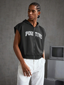 Camisetas sin mangas con capucha de entrenamiento para hombre con estampado personalizado, tejido de rizo que absorbe la humedad, culturismo, corte muscular, sudaderas sin mangas para gimnasio - Product Image 5