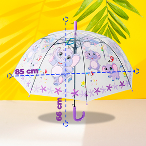 190T Transparent Waterproof <b>Umbrella</b> with Flirty Elephant Cartoon Design Promotional Clear Straight <b>Umbrella</b> - Product Image 4