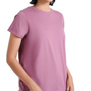 T-shirt pour femme en coton et polyester, ample, décontracté, tricoté, de haute qualité, grande taille, broderie personnalisée, logo imprimé, séchage rapide - Product Image 2