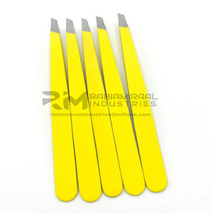 Nouvelle arrivée pince à épiler les sourcils coudée professionnelle emballage de marque personnalisé ensemble de pinces à épiler les sourcils de beauté jaune - Product Image 2