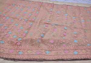 Exclusivo Deshi Dhakai Jamdani Sharee de alta calidad para mujeres JAMDANI tela azul rojo verde dorado cielo azul de Bangladesh - Product Image 2