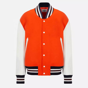 OEM Venta al por mayor personalizado de los hombres <span class=keywords><strong>Running</strong></span> Varsity <span class=keywords><strong>Jacket</strong></span> Stand Collar Panel de diseño de bloque de cierre de botón de cremallera disponible Colores personalizados - Product Image 1