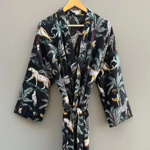 Luxe unisexe velours Kimono veste Boho réversible motif Animal doux imprimé grande taille Maxi boutonné respirant maison été - Product Image 1